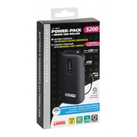 POWER PACK 5200 CHARGE RAPIDE AVEC CABLE RETRACTABLE MICRO USB