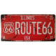 PLAQUE VINTAGE GM ROUTE 66 ROUGE 20X10CM