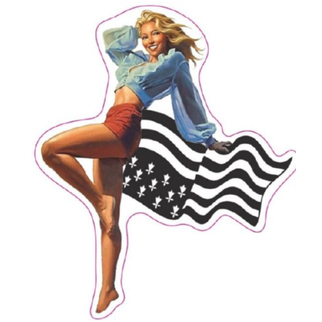 STICKER 3D GM PIN-UP DRAPEAU BRETAGNE