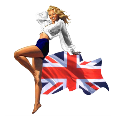 STICKER 3D GM PIN-UP DRAPEAU UK