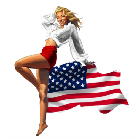 STICKER 3D GM PIN-UP DRAPEAU USA