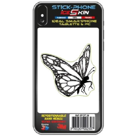 STICK PHONE 3D PAPILLON NOIR ET BLANC