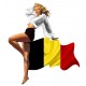 STICKER 3D GM PIN-UP DRAPEAU BELGIQUE