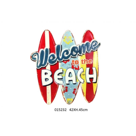  PLAQUE DECO WELCOME TO THE BEACH 42 X H.45 CM