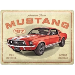 ENSEIGNE METAL 30x40 FORD MUSTANG GT 1967 RED