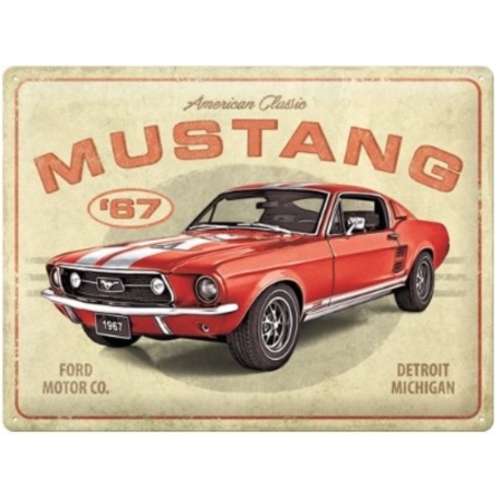 ENSEIGNE METAL 30x40 FORD MUSTANG GT 1967 RED