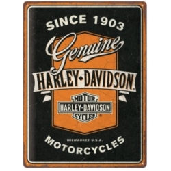 ENSEIGNE METAL 30x40 HARLEY DAVIDSON GENUINE MOTORCYCLES RIBBON