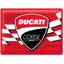 ENSEIGNE METAL 30x40 DUCATI CORSE LOGO RACING FLAG