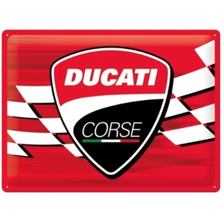 ENSEIGNE METAL 30x40 DUCATI CORSE LOGO RACING FLAG