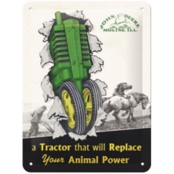 ENSEIGNE METAL 15x20 JOHN DEERE TRACTOR AND ANIMAL POWER