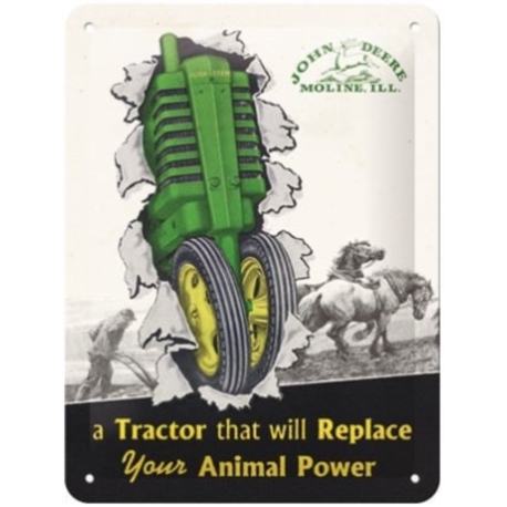 ENSEIGNE METAL 15x20 JOHN DEERE TRACTOR AND ANIMAL POWER