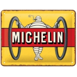 ENSEIGNE METAL 15x20 MICHELIN TYRES BIBENDUM YELLOW