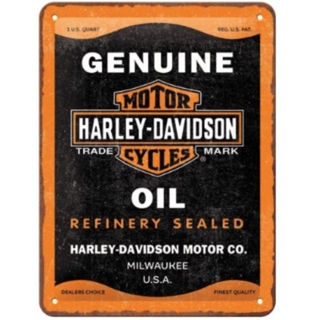 ENSEIGNE METAL 15x20 HARLEY DAVIDSON GENUINE OIL