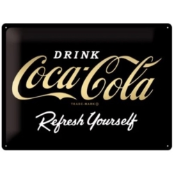 ENSEIGNE METAL  30X40 COCA-COLA LOGO BLACK REFRESH SPECIAL EDITION