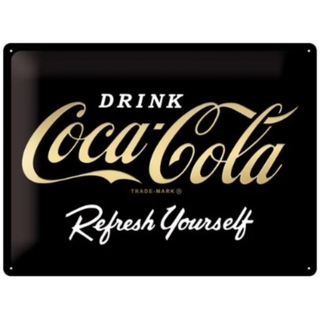 ENSEIGNE METAL  30X40 COCA-COLA LOGO BLACK REFRESH SPECIAL EDITION