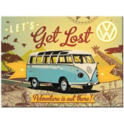 AIMANT METAL VW BULLI LETS GET LOST 6x8cm