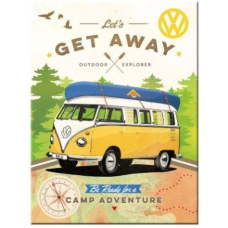 AIMANT METAL VW BULLI LETS GET AWAY 6x8cm