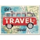 AIMANT METAL VW BULLI LETS TRAVEL THE WORLD 6x8cm