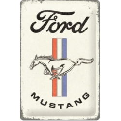 ENSEIGNE METAL 20x30 FORD MUSTANG HORSE AND STRIPES LOGO