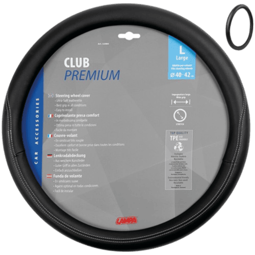 COUVRE VOLANT CLUB PREMIUM L 40/42CM NOIR