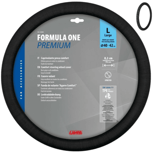 COUVRE VOLANT FORMULA ONE PREMIUM L 40/42CM NOIR