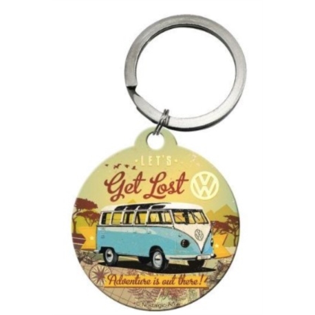 PORTE CLE ROND VW BULLI LETS GET LOST - 4cm