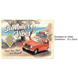 ENSEIGNE METAL 15X20 RENAULT R4 SUMMER VIBES