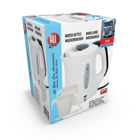 BOUILLOIRE 24V 300W 0,5L (INCLUS 2 TASSES + 2 CUILLERES) ALL RIDE
