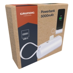BATTERIE EXTERNE COMPACTE 5000MAH BLANC USB C GRUNDIG