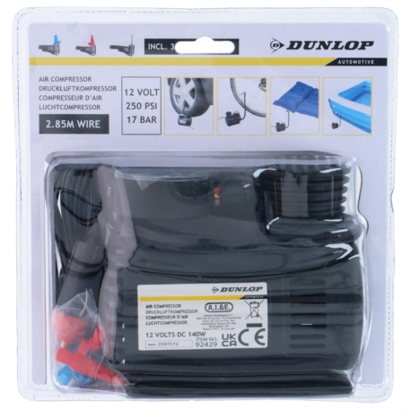 COMPRESSEUR 12V 10A 73PSI 5 BAR DUNLOP