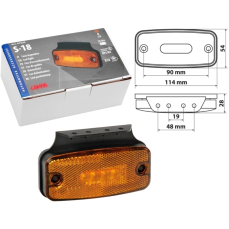 FEU DE GABARIT AVEC REFLECTEUR ET SUPPORT 4 LED 12/24V ORANGE