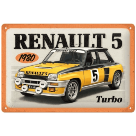 ENSEIGNE METAL 20X30 RENAULT R5 TURBO 1980