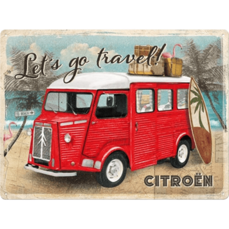 ENSEIGNE METAL 30X40 CITROEN TYPE H - LET'S GO TRAVEL