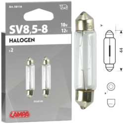 2 AMPOULES NAVETTE 12V 10W 11X44MM