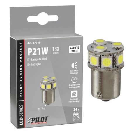AMPOULEx1-24-32V Led Series-10 SMD x 1 chip-(P21W)-BA15s BLANC