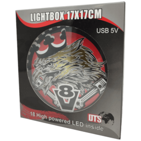 ENSEIGNE LUMINEUSE EAGLE KING OF THE ROAD RED 17x17 USB 32 LEDS