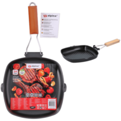 POELE GRILL AVEC MANCHE PLIANT Ø24CM ALPINA