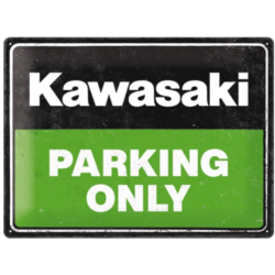 ENSEIGNE METAL 30X40 KAWASAKI - PARKING ONLY GREEN