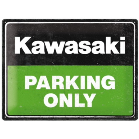 ENSEIGNE METAL 30X40 KAWASAKI - PARKING ONLY GREEN