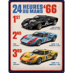 ENSEIGNE METAL 30X40 24H LE MAS - 1966 - FORD GT40 WINNERS