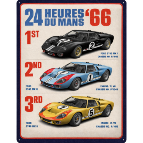 ENSEIGNE METAL 30X40 24H LE MAS - 1966 - FORD GT40 WINNERS