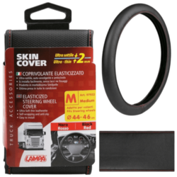 COUVRE VOLANT ELASTIQUE NOIR/ROUGE M 44/46CM