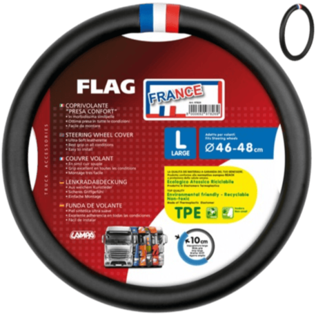 COUVRE VOLANT FLAG FRANCE L 46/48CM EN SKEENTEX