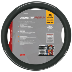 COUVRE VOLANT CHROME STRIP PREMIUM M 44/46CM