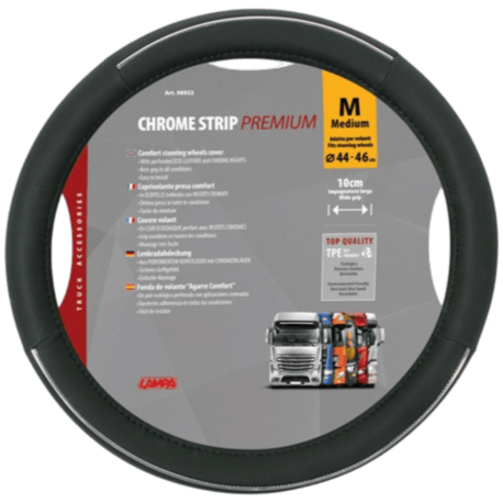 COUVRE VOLANT CHROME STRIP PREMIUM M 44/46CM