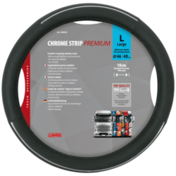 COUVRE VOLANT CHROME STRIP PREMIUM L 46/48CM