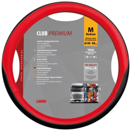 COUVRE VOLANT CLUB PREMIUM M 44/46CM ROUGE