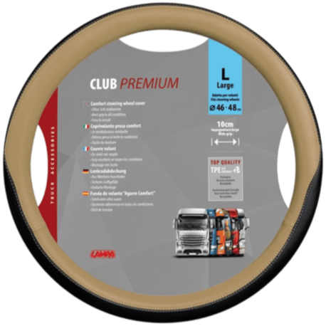 COUVRE VOLANT CLUB PREMIUM L 46/48CM BEIGE