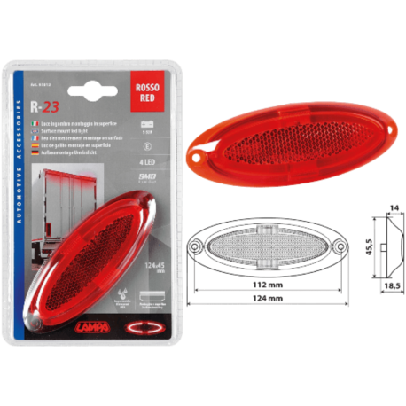FEU DE GABARIT R-23 4 LEDS 12/24V ROUGE